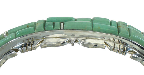 Turquoise Inlay Sterling Silver Southwestern Cuff Bracelet AX78275